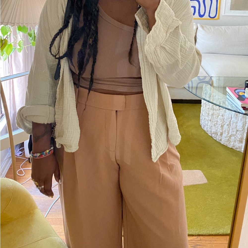 Abercrombie Tailored Wide Leg Pant in Dusty Pink